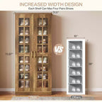 Lantine Tall Shoe Cabinet with Doors, 8-Tier Shoe Storage with Adjustable Shelves, Modern Shoe Rack Cabinet for Hallway, Closet, Living Room, White