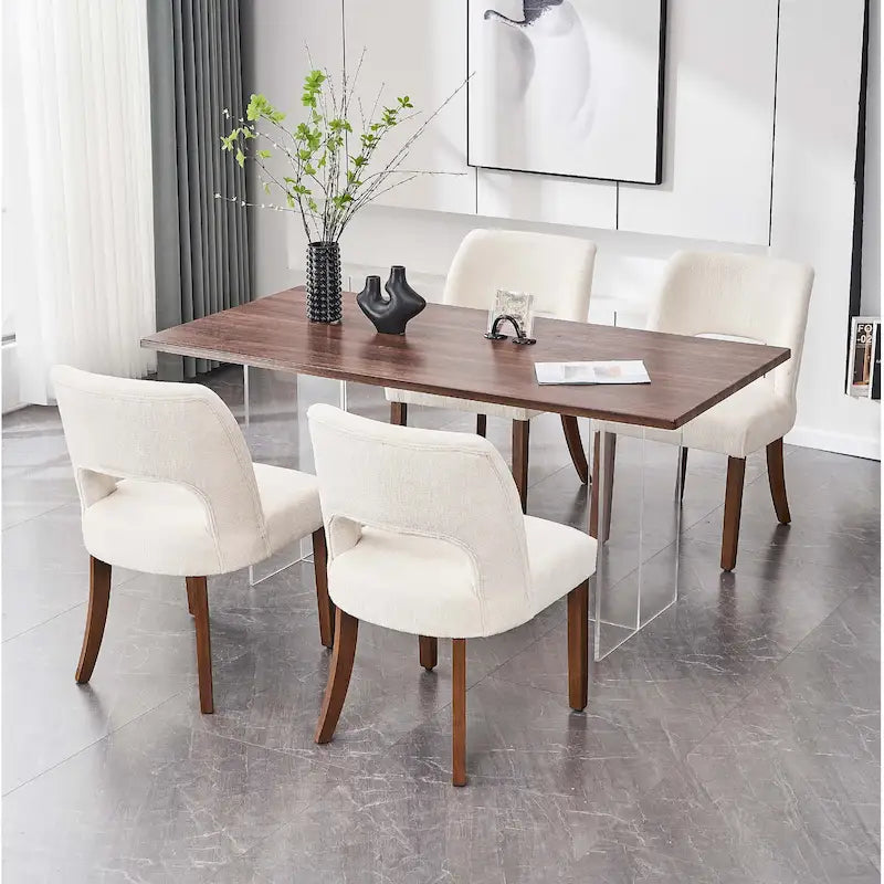 Ensemble de 4 chaises de salle à manger rembourrées en tissu