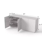 Buffet bahut en spirale moderne 59, meuble de rangement d’entrée artistique bas avec portes à texture ondulée 3D