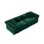 Whisen Samt-Schlafsofa in King-Size mit Ausziehfunktion und 3-in-1-Funktion, wandelbares Schlafsofa mit beweglichem Hocker und Steppdesign