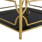 Quadratischer Couchtisch von Merax mit schwarzer oder transparenter Glasplatte und zweistöckigem Ablagefach