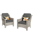 Ensemble de 2 fauteuils de jardin d’extérieur HOOOWOOO en rotin tressé à dossier haut