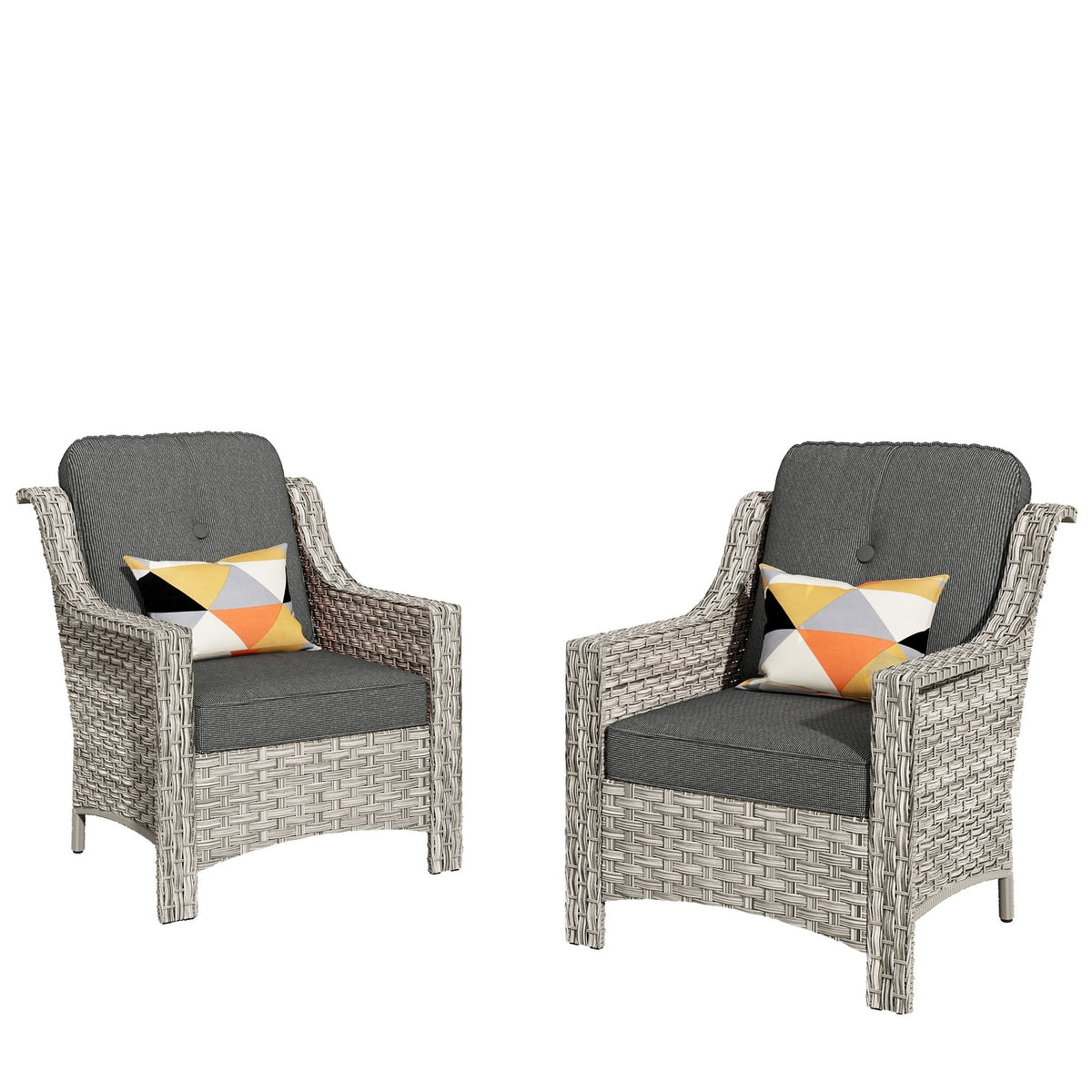 Ensemble de 2 fauteuils de jardin d’extérieur HOOOWOOO en rotin tressé à dossier haut