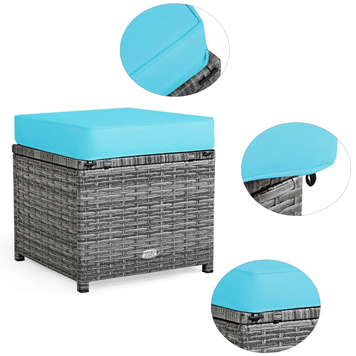 Costway Ensemble repas de jardin en rotin de 7 pièces, canapé d’angle, canapé et pouf — Voir les détails