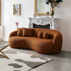 Blaine luxuriöses modernes Sofa im Japandi-Stil aus Bouclé-Stoff mit geschwungener Form