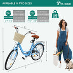 Moasis24/ 26-Zoll-Cruiser-Fahrrad mit 7 Gängen, verstellbarem Durchstieg, Pendlerfahrrad