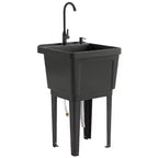 Évier utilitaire portable avec bac à linge, évier sur pied avec robinet, distributeur de savon et tuyaux