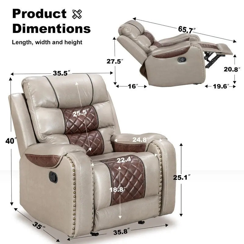 Ruime relaxfauteuil van kunstleer in Amerikaans design voor de woonkamer
