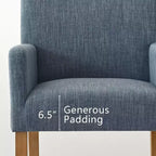 Set van 6 gestoffeerde eetkamerstoelen met armleuningen, moderne linnen fauteuils met houten poten, accentstoelen voor eetkamer en woonkamer - Panipeachy