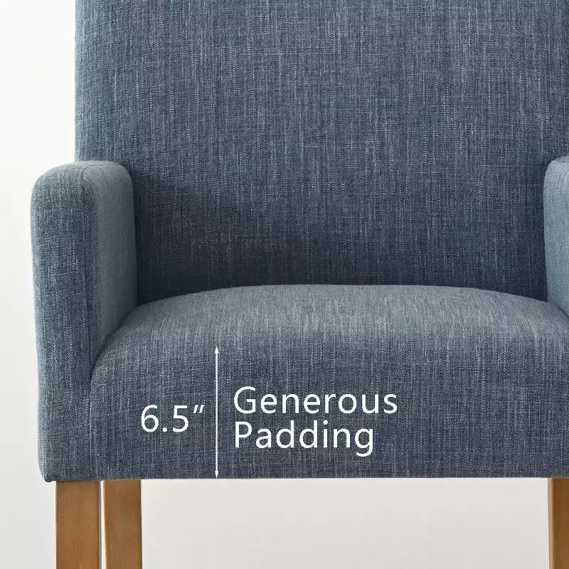 Set van 6 gestoffeerde eetkamerstoelen met armleuningen, moderne linnen fauteuils met houten poten, accentstoelen voor eetkamer en woonkamer - Panipeachy