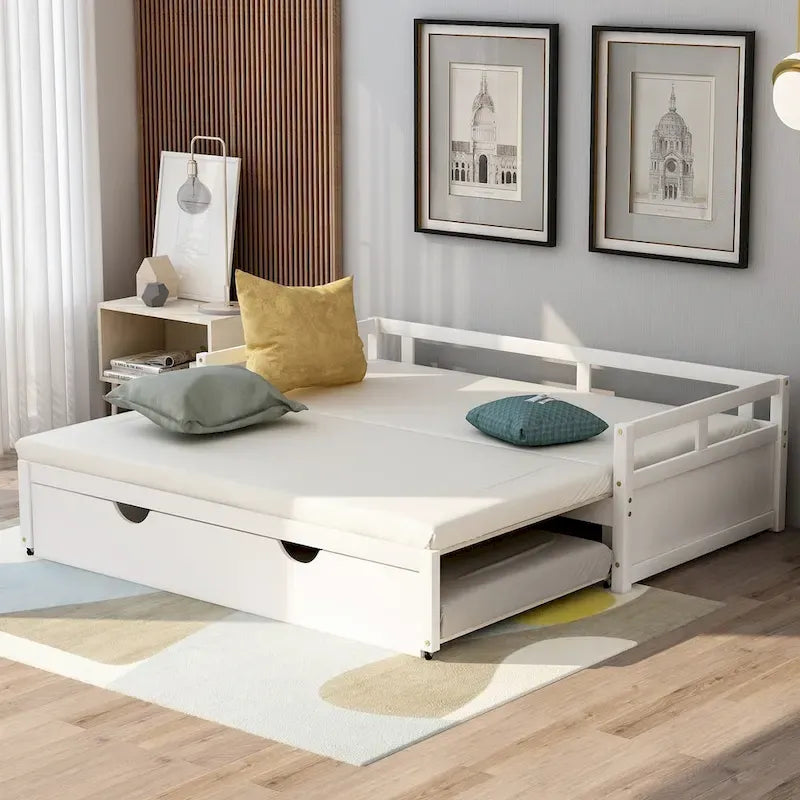 Ausziehbares Tagesbett mit Ausziehbett, hölzernes Tagesbett mit Ausziehbett