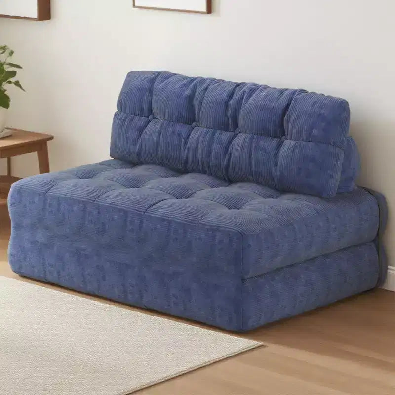 Full Corduroy Folding Sofa Bed Futon, Floor Convertible Sleeper Chair with Pillow & Back Support