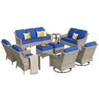 XIZZI 9-teiliges Outdoor-Gartenmöbel-Set mit drehbarem Sessel