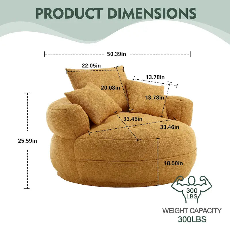 Round Lazy Sofa Chair ?C White/Blue/Grey/Yellow/Orange/Rose Red/Navy/Green, Single & Couple Seat