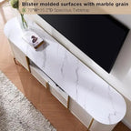 Modern Luxury TV Stand, Entertainment Cente, with Faux Marble Top