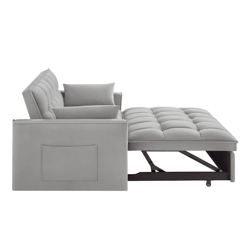 Loveseat-Schlafsofa 4-in-1 mit Armlehnen und Aufbewahrungstaschen, multifunktionales getuftetes Ausziehsofa mit verstellbarer Rückenlehne