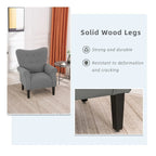 Erommy moderne accentstoel, fauteuil met hoge rugleuning, gestoffeerde stoffen fauteuil met knopen en houten poten voor de woonkamer