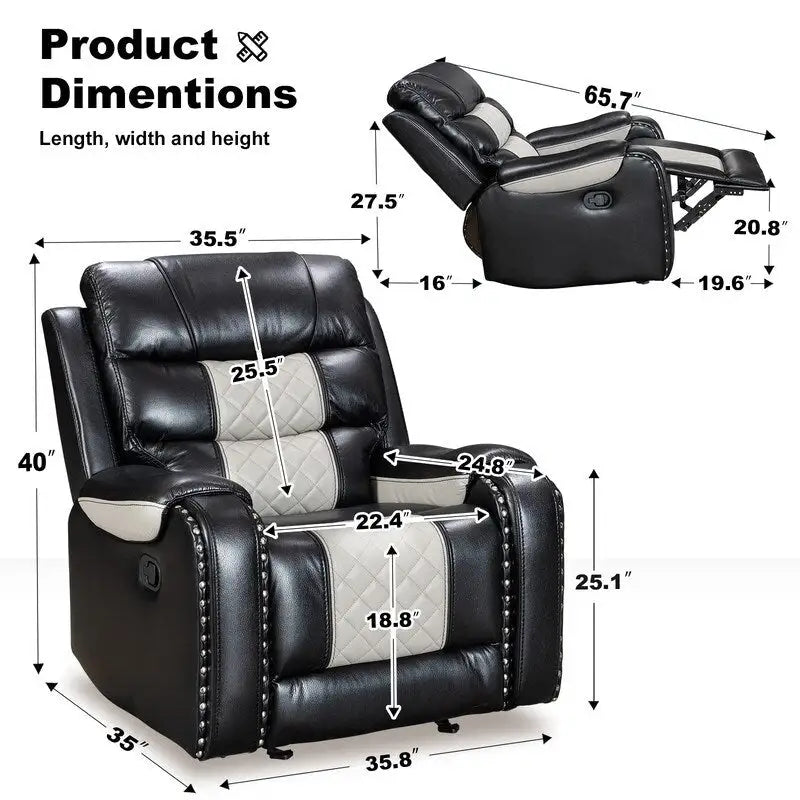 Ruime relaxfauteuil van kunstleer in Amerikaans design voor de woonkamer