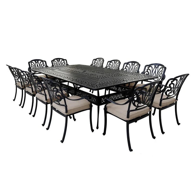 13-teiliges Esszimmer-Set aus Aluminium in Gunmetal von Havenside Home, Manasquan