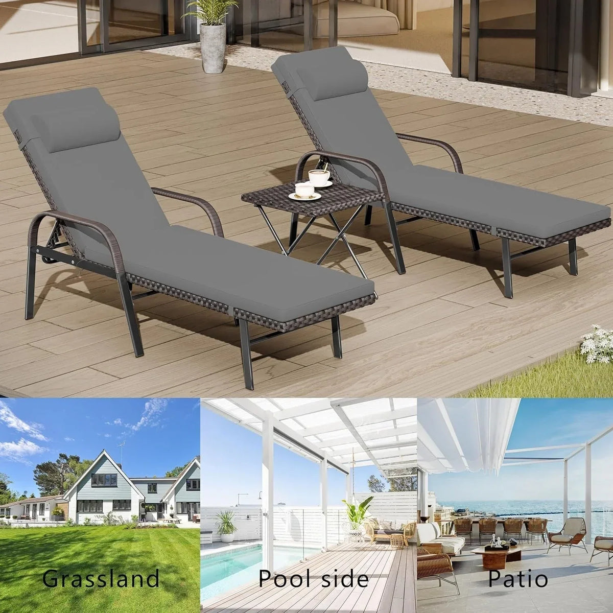 Kullavik 3-teiliges Outdoor-Loungesessel-Set