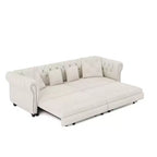 Whisen Samt-Schlafsofa in King-Size mit Ausziehfunktion und 3-in-1-Funktion, wandelbares Schlafsofa mit beweglichem Hocker und Steppdesign