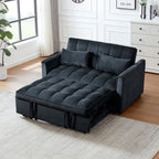 Modernes ausziehbares Schlafsofa, 3-in-1-Schlafsofa mit verstellbarer Rückenlehne, Samt-Loveseat, Kissen und Seitentaschen