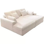 AMERLIFE 93-Zoll-Doppel-Chaiselongue-Sofa für zwei Personen, tiefes Cloud-Sofa mit Lendenkissen und breiten Armlehnen, einfache Montage, Kunstfell