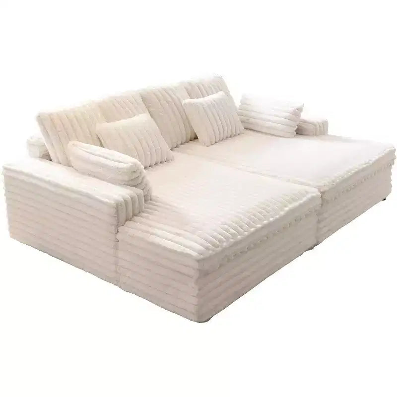 AMERLIFE 93-Zoll-Doppel-Chaiselongue-Sofa für zwei Personen, tiefes Cloud-Sofa mit Lendenkissen und breiten Armlehnen, einfache Montage, Kunstfell