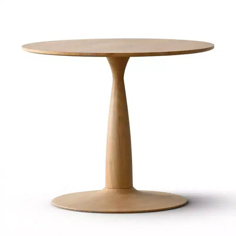 Table à manger ronde moderne sur piédestal avec finition effet grain de bois, petite table de cuisine et table basse pour appartement, salle à manger et espace de vie – Panipeachy