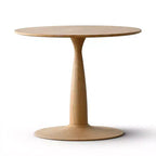 Table à manger ronde moderne sur piédestal avec finition effet grain de bois, petite table de cuisine et table basse pour appartement, salle à manger et espace de vie – Panipeachy
