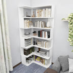 Eckbücherregal aus Holzwerkstoff mit 6 Ablagen