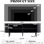 AMERLIFE tv-meubel voor 70-inch tv met poten van massief hout, moderne tv-console in mid-century-stijl met tambourdeur