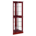 Vitrine d’angle, cerisier/noyer, vitrine à 4 portes en verre