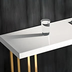 Luxury Rectangle Wooden Bar Table Gold Sled Base for Dining