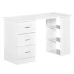 HOMCOM 47 Modern Home Office Computer Desk Bookcase Combo Writing Table Workstation with 3 Drawer and Storage Shelf - White