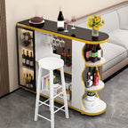 Modern Stone Top Freeform Bar Table with Storage for Home Bars
