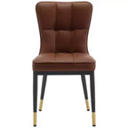 Bekrvio Dining Room Chairs Set of 6, Modern Upholstered Faux Leather Seat with High Back, Metal Legs, Armless Kitchen Chairs for Living Dinning Room