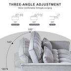 Modernes ausziehbares Schlafsofa, 3-in-1-Schlafsofa mit verstellbarer Rückenlehne, Samt-Loveseat, Kissen und Seitentaschen