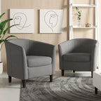 Ensemble de 2 fauteuils club modernes en lin, style tonneau