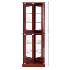 Vitrine d’angle, cerisier/noyer, vitrine à 4 portes en verre