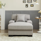 Modern Mid-Century Oversized Chaise Sleeper Sofa with Pillow