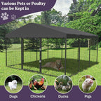 W 118 x D 118 x H 70 grote hondenkennel voor buiten, stevige hondenkooi met waterdicht dak
