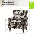 Fauteuil traditionnel Araceli en bois, rembourré à motif floral, avec dossier à oreilles et bordure cloutée| ART OF LIVING DESIGNS