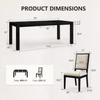 Ensemble de salle à manger moderne - table de 80 et 6 chaises rembourrées, structure en bois massif, capacité de la table de 400 lb, montage facile