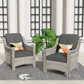 Ensemble de 2 fauteuils de jardin d’extérieur HOOOWOOO en rotin tressé à dossier haut