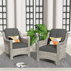 Ensemble de 2 fauteuils de jardin d’extérieur HOOOWOOO en rotin tressé à dossier haut