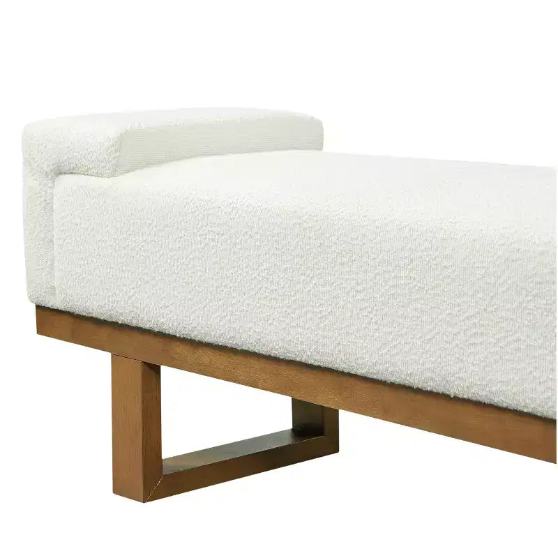 Christopher Knight Home Paulina moderne Sitzbank aus Gummibaumholz mit Bouclé-Polsterung
