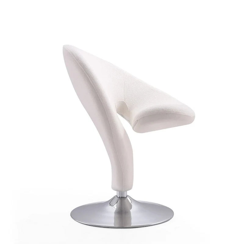 Fauteuil d’appoint pivotant Manhattan Comfort Curl en chrome et mélange de laine (lot de 2)
