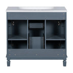 Meuble-lavabo moderne de salle de bains de 36 po avec vasque sur plan, armoire à miroir, 2 portes et 2 tiroirs