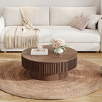 Modern Solid Wood Veneered Round Coffee Tea Table with Storage